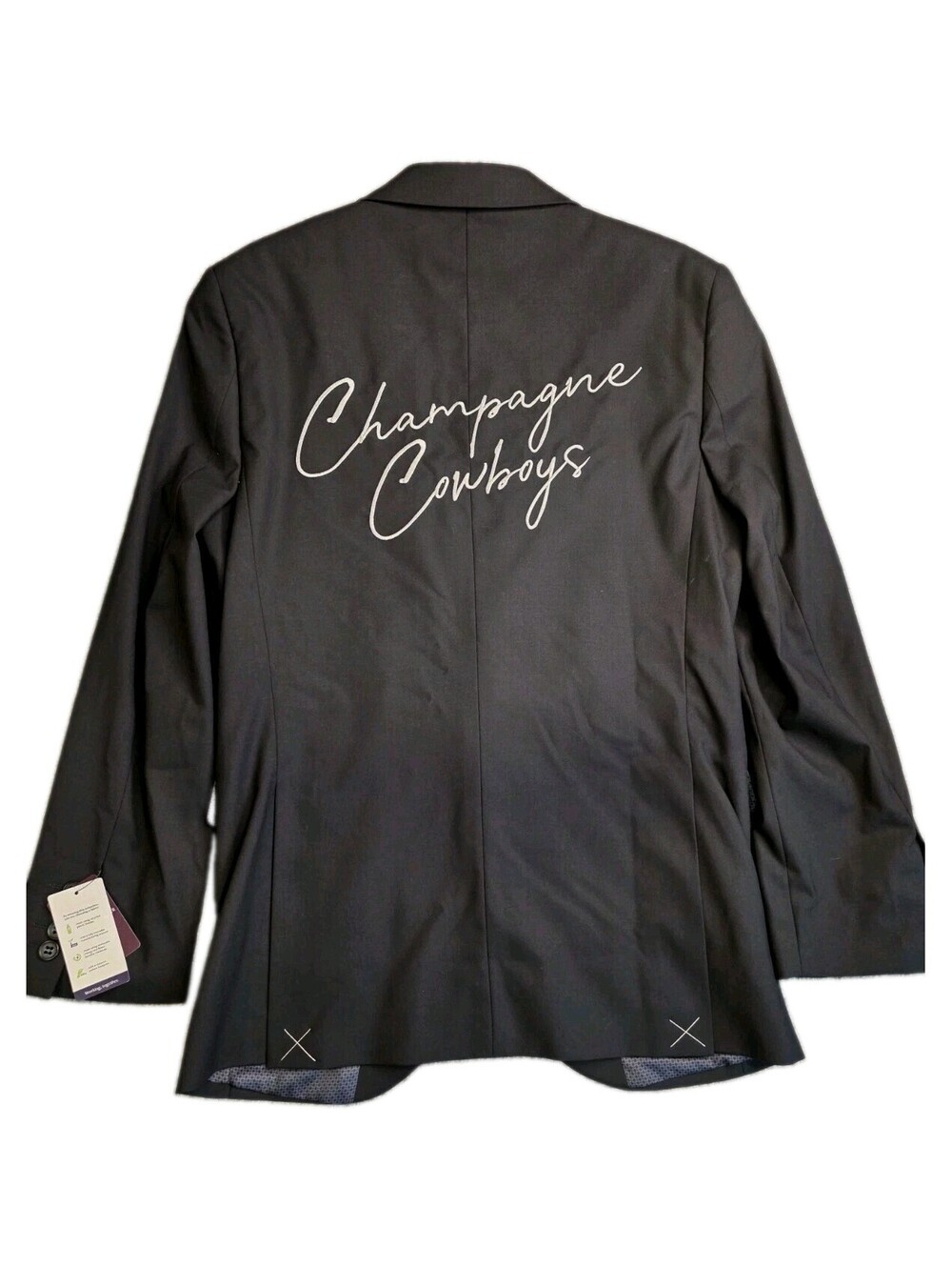 NWT Champagne Cowboys Custom Embroidered Blazer Suit Jacket Black 36R Country